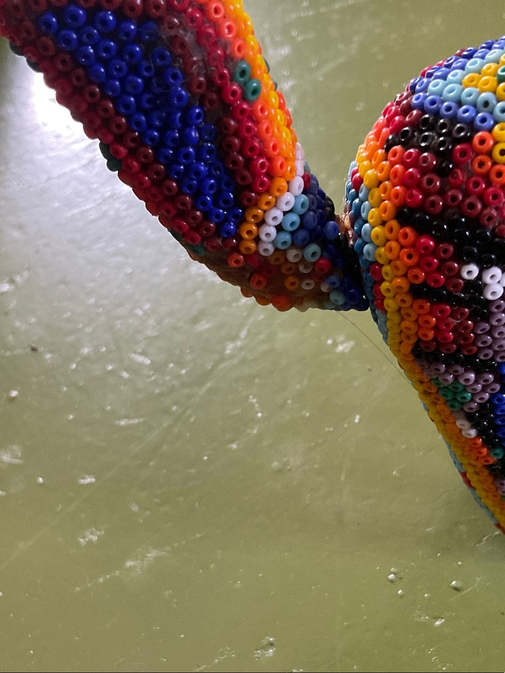 Handcrafted Multicolor Beaded Huichol folk art Donkey Sculpture - Picture 5 of 6